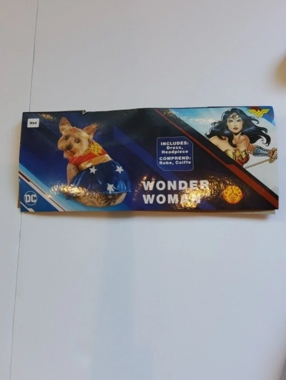 DC Comics Wonder Woman Pet Costume Dress with Gold Tiara SZ M